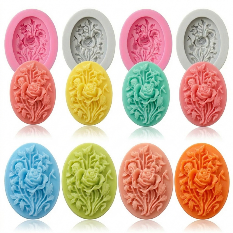 Soap Making Workshop - 4 Silicone mold with flower shape，Easy-to-demold