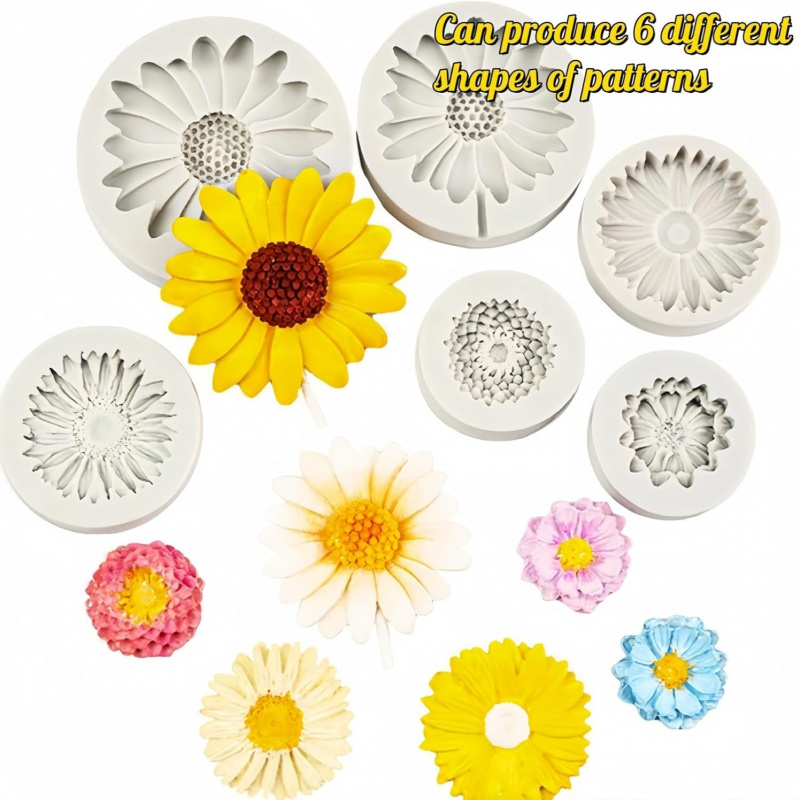 6 Pieces，Sunflower Daisy Silic - огляд і ціна Soap Making Utensils
