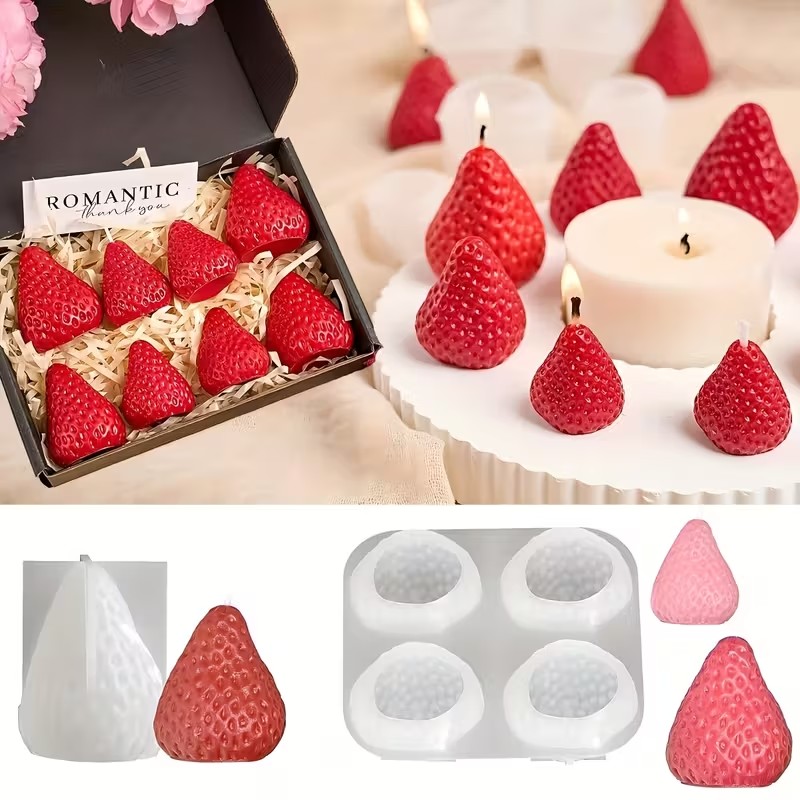Strawberry Silicone Candle Mol - огляд і ціна Soap Making Utensils